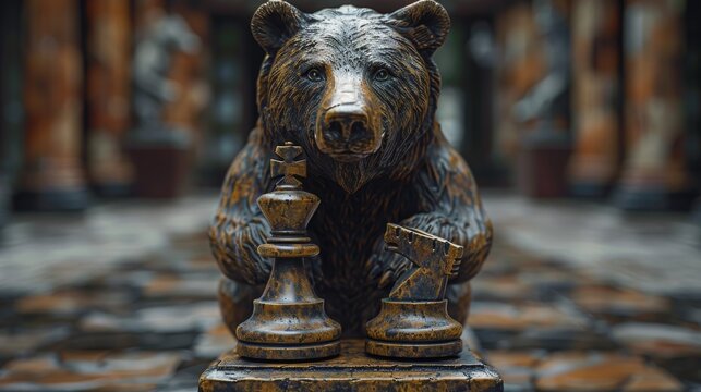 Graphic of chess piece with stock market element representing bearish or business metaphor in the stock market