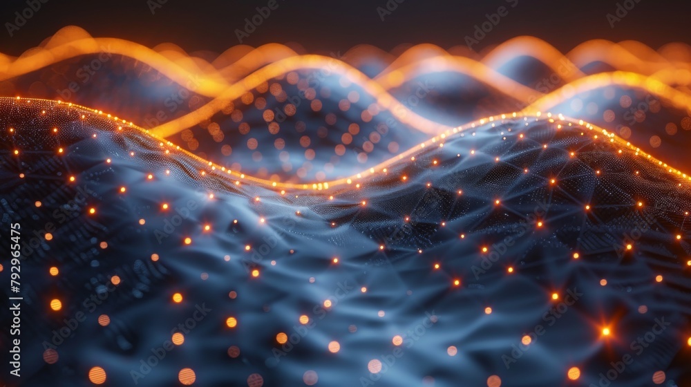 Poster The concept of big data or digital transformation as represented by dotted elements in the futuristic design