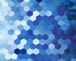 A geometric pattern of hexagons in various shades of blue, merging into a hypnotic illusion, abstract  , background