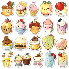 A collection of cute cartoon cupcakes and other desserts
