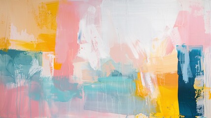 pastel pink, yellow, and blue abstract artwork with hints of organic shapes and subtle variations
