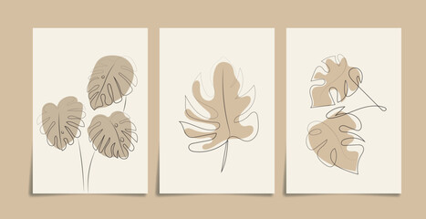 Hand drawn abstract boho wall art minimalist covers set vector
