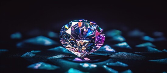 Large diamond on a dark background close-up. Jewelry background - obrazy, fototapety, plakaty