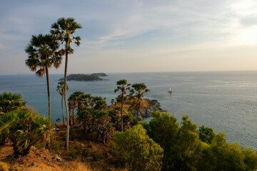 View of Laem Promthep Cape, the most beautiful and famous sunset watching viewpoint in Phuket,...
