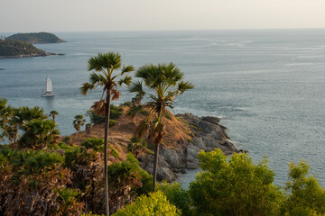 View of Laem Promthep Cape, the most beautiful and famous sunset watching viewpoint in Phuket,...