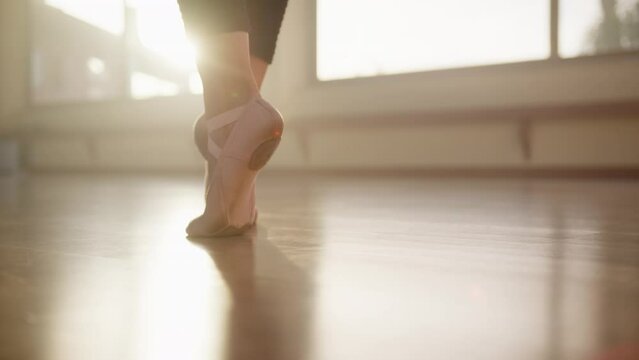 Dance Steps Of A Professional Dancer With Pointe Shoes