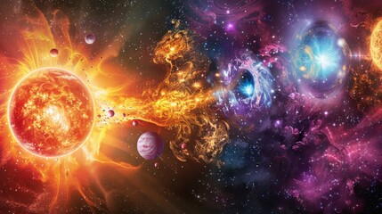 Obraz premium A colorful diagram depicting the lifecycle of a star, from birth to supernova