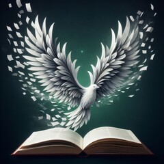 Dynamic Bird Transformation from Book Pages on Green