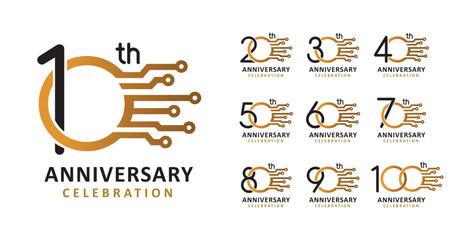 set of anniversary technology number design