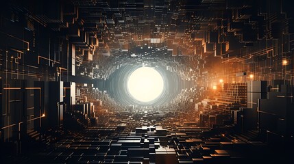 Capture the essence of Quantum Mechanics Unleashed using pixel art techniques - obrazy, fototapety, plakaty