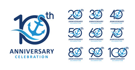 set of anniversary anchor number design