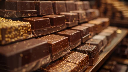 Fotobehang Rows of assorted chocolate bars. © SashaMagic