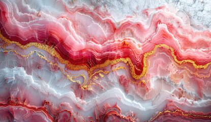  A pink and gold marble pattern with fluid lines, evoking the beauty of geode art. Created with Ai