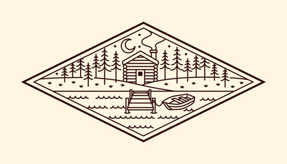 nature landscape line art vector template