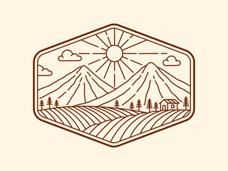 beautiful nature line art vector template