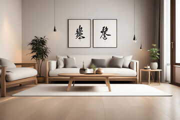 Japanese style living room, modern minimalist style