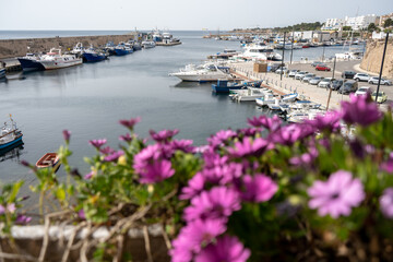 Port with yachts in a sea bay in Costa Dorada, Tarragona region, Spring 2024