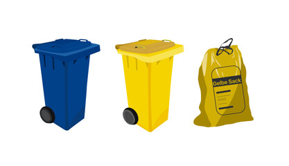 Blaue Tonne-Gelbe Tonne-Gelber Sack