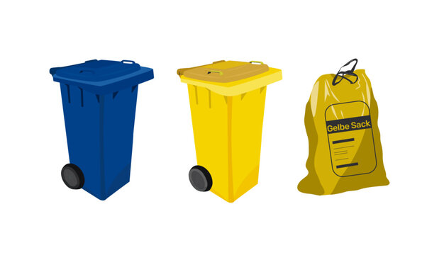 Blaue Tonne-Gelbe Tonne-Gelber Sack