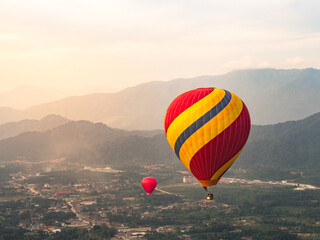 Hot Air Balloon in Vang Vieng, Laos with Beautiful Scenery