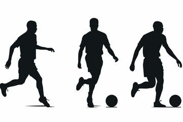 Football soccer players, group of footballers. Set of isolated vector silhouettes