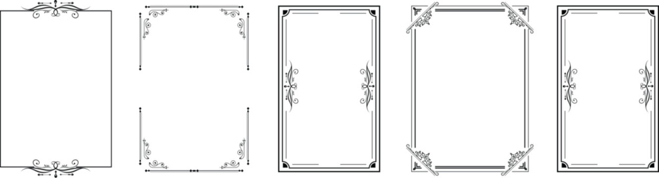 A set of decorative vintage frames with rectangular borders.