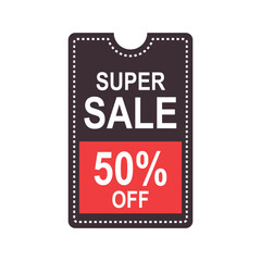 super sale 50%  badge rectangle form best price best deal discount big offer cheap price set black background
