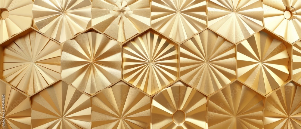 Poster geometric hexagon shape background with gold japanese pattern modern.