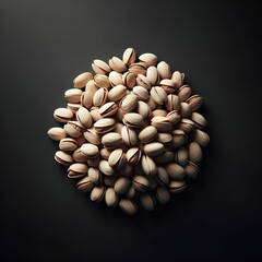 Pile of peanuts on black surface with dark background
