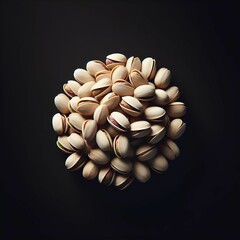 Pile of peanuts on black surface with dark background