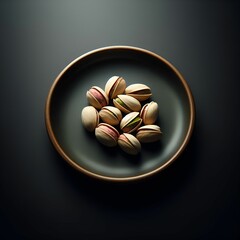 Plate of peanuts on black surface