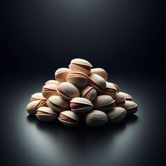 A pile of peanuts on a black surface with a dark background