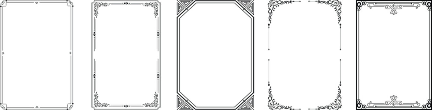 A set of decorative vintage frames with rectangular borders.