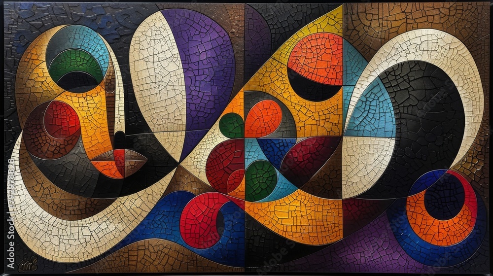 Aufkleber explore the concept of holiday joy with an abstract composition featuring vibrant colors and dynamic