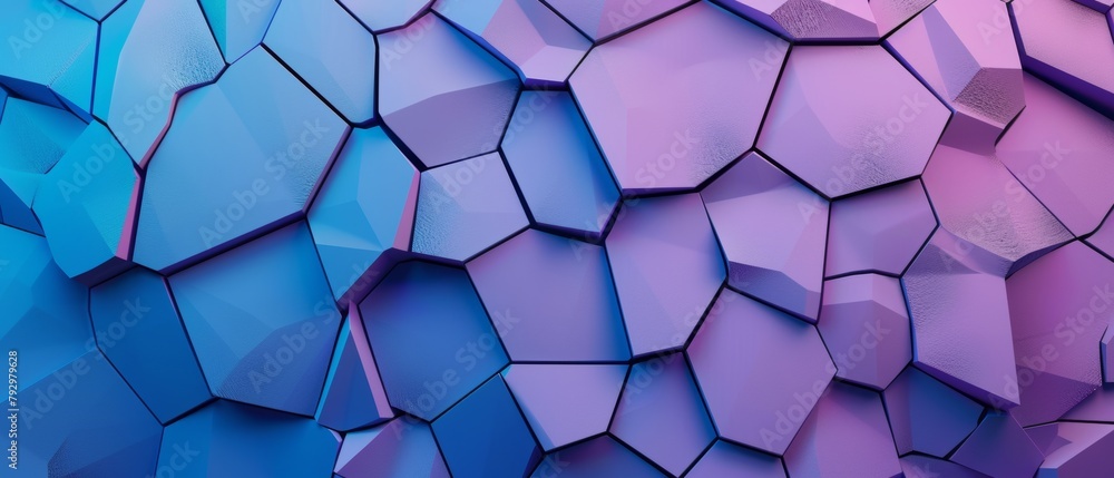 Poster this is a modern of a japanese pattern with a blue and purple geometric background.