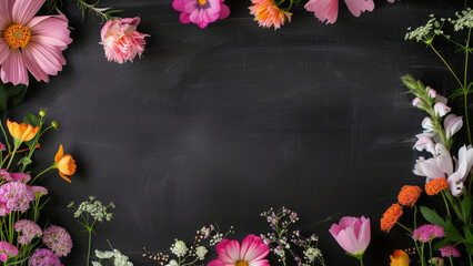 National Teacher's Day - Flowers on a Blackboard