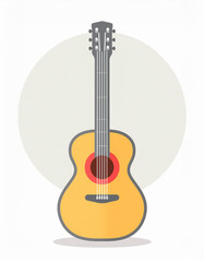 acoustic guitar and notes. Colorful blues guitar icon. Simple colorful blues guitar vector icon...