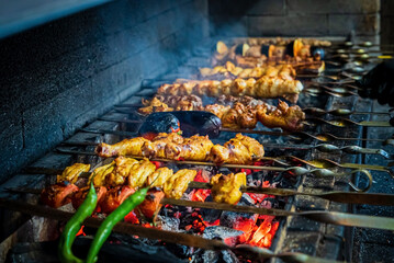 grilled kebab with grilled vegetables