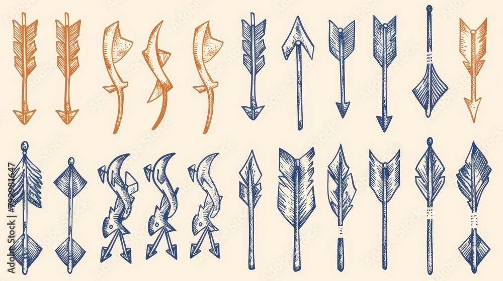 Poster arras modern set. hand drawn arrow design for a business plan or educational program. sketch concept