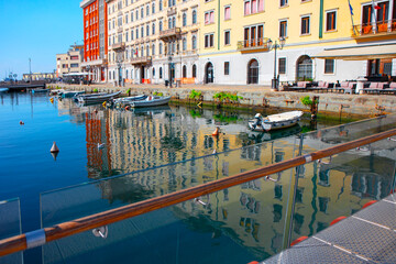 Water canal in downtown of Trieste Italy 