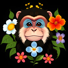 monkey and flowers