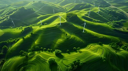 Wind Turbines in Nature's Embrace: A Sustainable Vision
