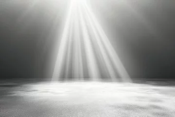 Poster Light gray background with a beam of light shining down, creating an empty space for product display or presentation Generative AI © SKIMP Art