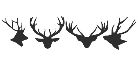 Deer head silhouette illustration isolated on white background