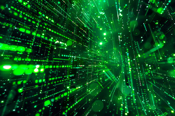 Obraz premium Virtual Reality Matrix with Green Codes, Cyber Style 