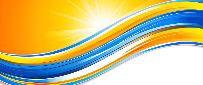 Abstract colorful background with smooth wavy lines in orange and blue colors