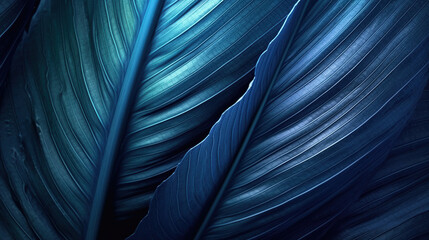 abstract blue background, stripe of tropical palm leaf