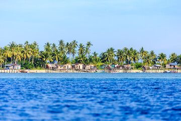 Beautiful landscapes view borneo sea gypsy water village in Maiga Island, Semporna Sabah, Malaysia.