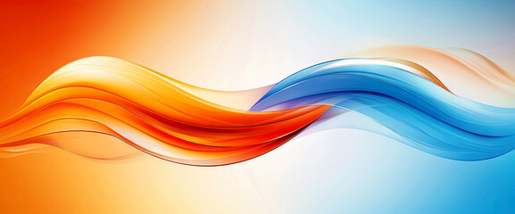 Abstract orange and blue background with smooth wavy lines