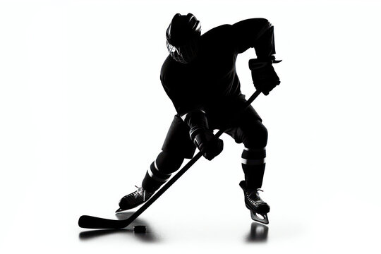 recommend clip art: silhouette of hockey player isolated on white background